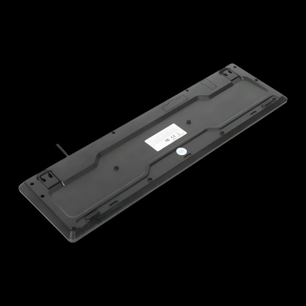 Targus Clavier AKM622ES QWERTY Noir, vue inférieure: base arrière avec étiquette, pieds et câble