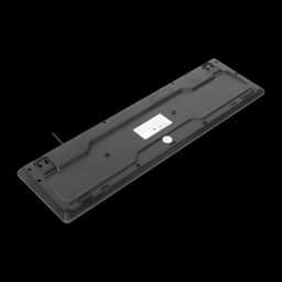 Targus Clavier AKM622ES QWERTY Noir, vue inférieure: base arrière avec étiquette, pieds et câble