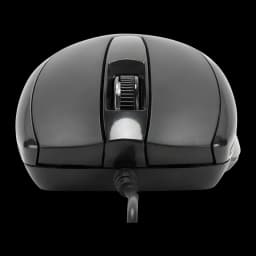 Targus AKM622ES Noir, souris vue de face: molette centrale et câble USB visibles