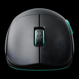 Cherry XTRFY M68 Wireless negro turquesa, vista superior: rueda con detalle turquesa, botones principales y franja