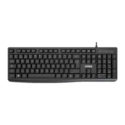Nilox teclado con cable negro español, vista superior: disposición completa de teclas y cable USB visible en esquina derecha