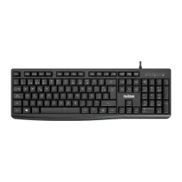 Nilox Teclado con Cable negro, vista superior: disposición completa teclas español con cable USB visible