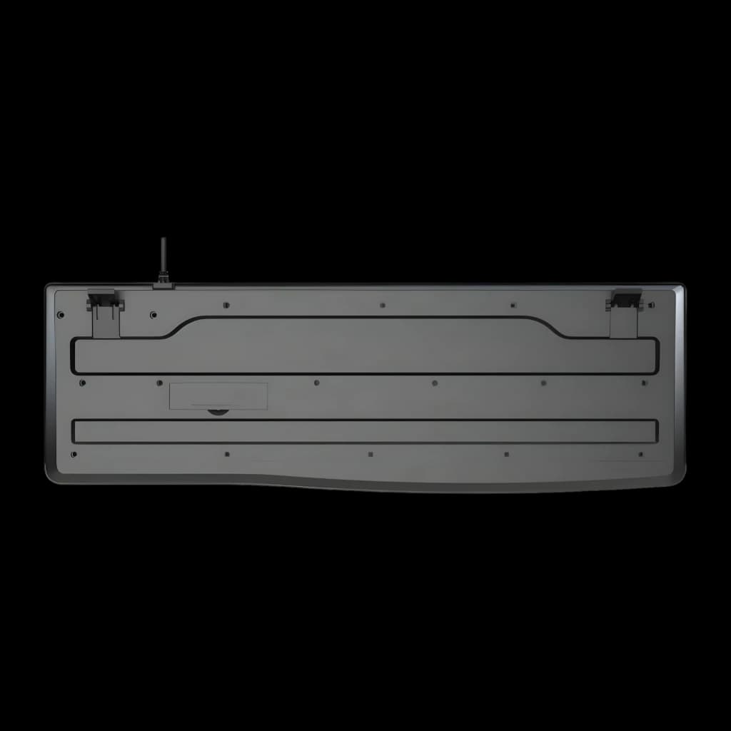 Nilox Teclado con Cable negro, vista inferior: base trasera con patas plegables y guía de cable