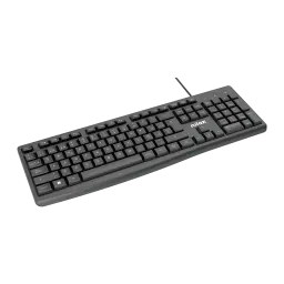 Nilox Teclado con Cable negro español, vista en perspectiva: teclas completas, cable y logo Nilox visibles