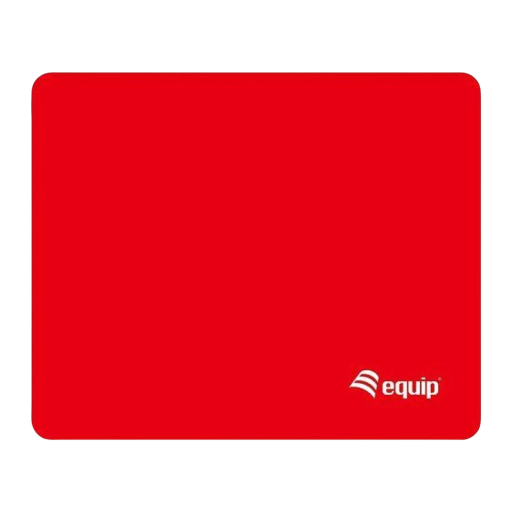 Equip Alfombrilla ratón 245013 Roja, vista frontal: superficie lisa roja con logo Equip en esquina inferior