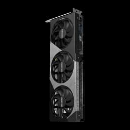 Inno3D GeForce RTX 5060 Ti TWIN X3 OC 8GB negra, vista lateral: 3 ventiladores, disipador plateado y conector de