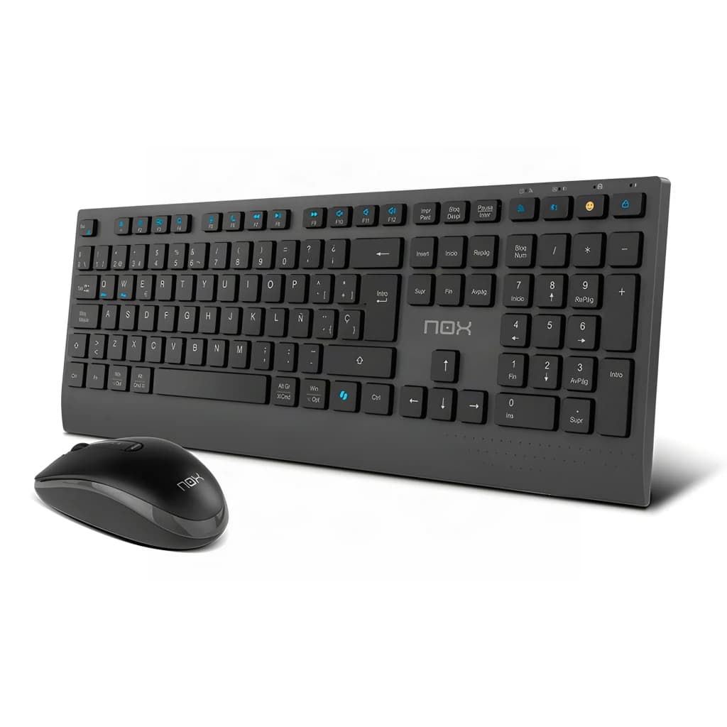 NOX NXLITEDUOSP teclado Ratón incluido Hogar RF Wireless + Bluetooth QWERTY Español Negro - vue principale
