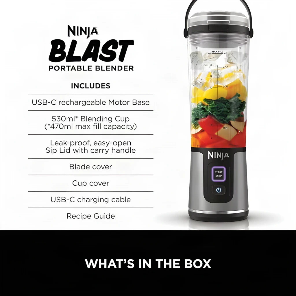 Ninja Blast BC151EU Batidora portatil 530 ml - Negro - vista principal - Ítem3