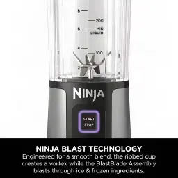 Ninja Blast BC151EU Batidora portatil 530 ml - Negro - tritura hielo y fruta congelada, no solo fruta fresca