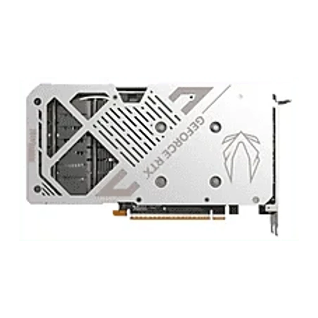 ZOTAC GeForce RTX 5060 Twin Edge OC 8GB Blanche, vue principale: carte et boîte, deux ventilateurs, finition blanche - Ítem4