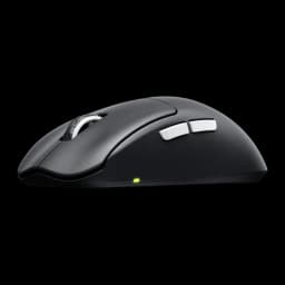 Cherry Xtrfy M68 Pro Wireless negro, vista lateral: dos botones blancos en el flanco y LED verde en la base