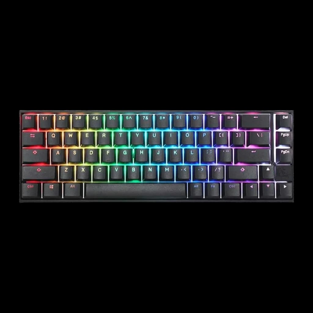 Ducky Mecha Pro SF RGB MX Blue noir, vue du dessus: touches noires avec rétroéclairage RGB arc-en-ciel