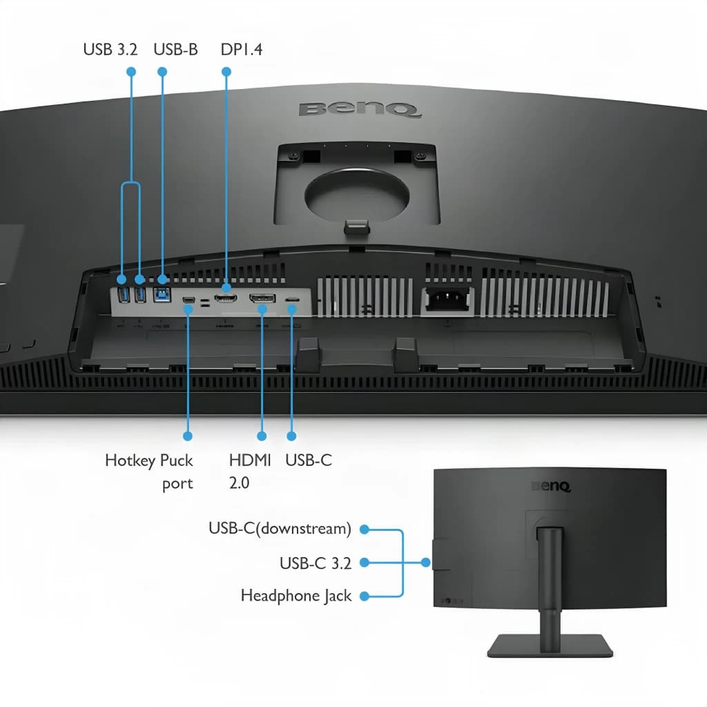 BenQ Monitor DesignVue PD2706U 27 pulgadas 4K UHD negro - ergonomía del soporte = altura ajustable hasta 110 mm, pivote ±90°