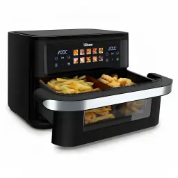 TriStar Freidora de aire FR-9078 10 L 2800 W Negro/Inox - tipo de construcción = Doble | tiene dos compartimentos