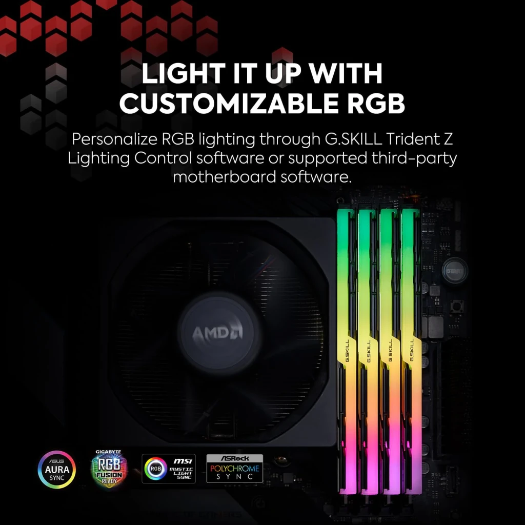 G.Skill Memoria RAM Trident Z RGB for AMD 32 GB DDR4 3200 MHz CL16 rouge vert bleu - vue principale - Ítem2