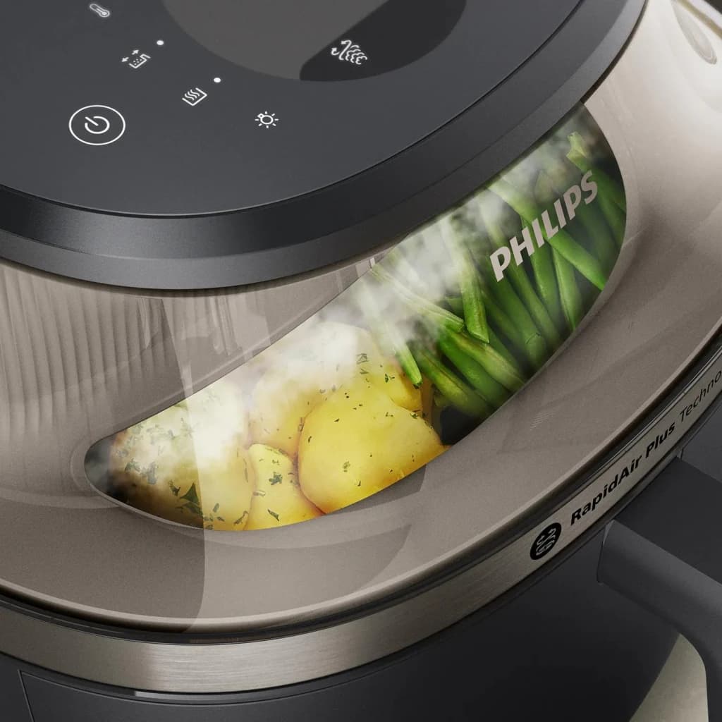 Philips airfryer serie 5000 con vapor de 7,2 l de capacidad dorado y negro - potencia = 2000 W | nivel estándar para