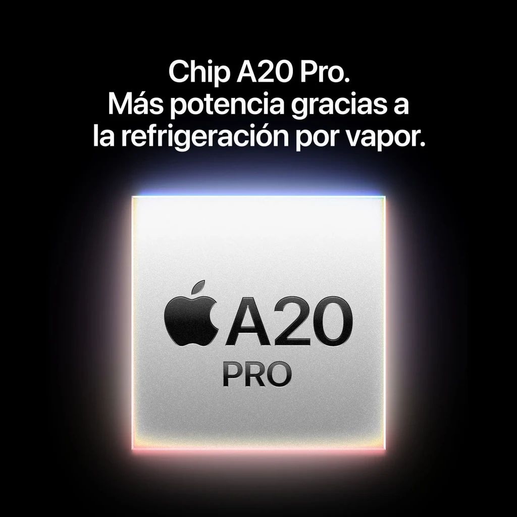 Chip A20 Pro de Apple con refrigeración por vapor, diseñado para mayor potencia y estabilidad térmica en el iPhone 18 Pro 256GB Negro 6,3 pulgadas OLED 120Hz
