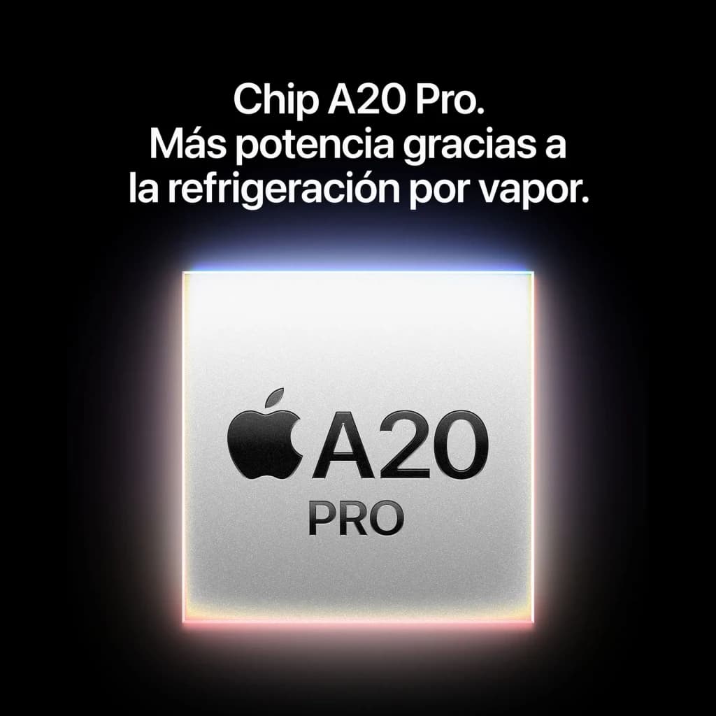 iPhone 18 Pro 256Go Glacial Blue, puce A20 Pro mise en avant, cadre lumineux, design épuré, refroidissement par vapeur pour hautes performances