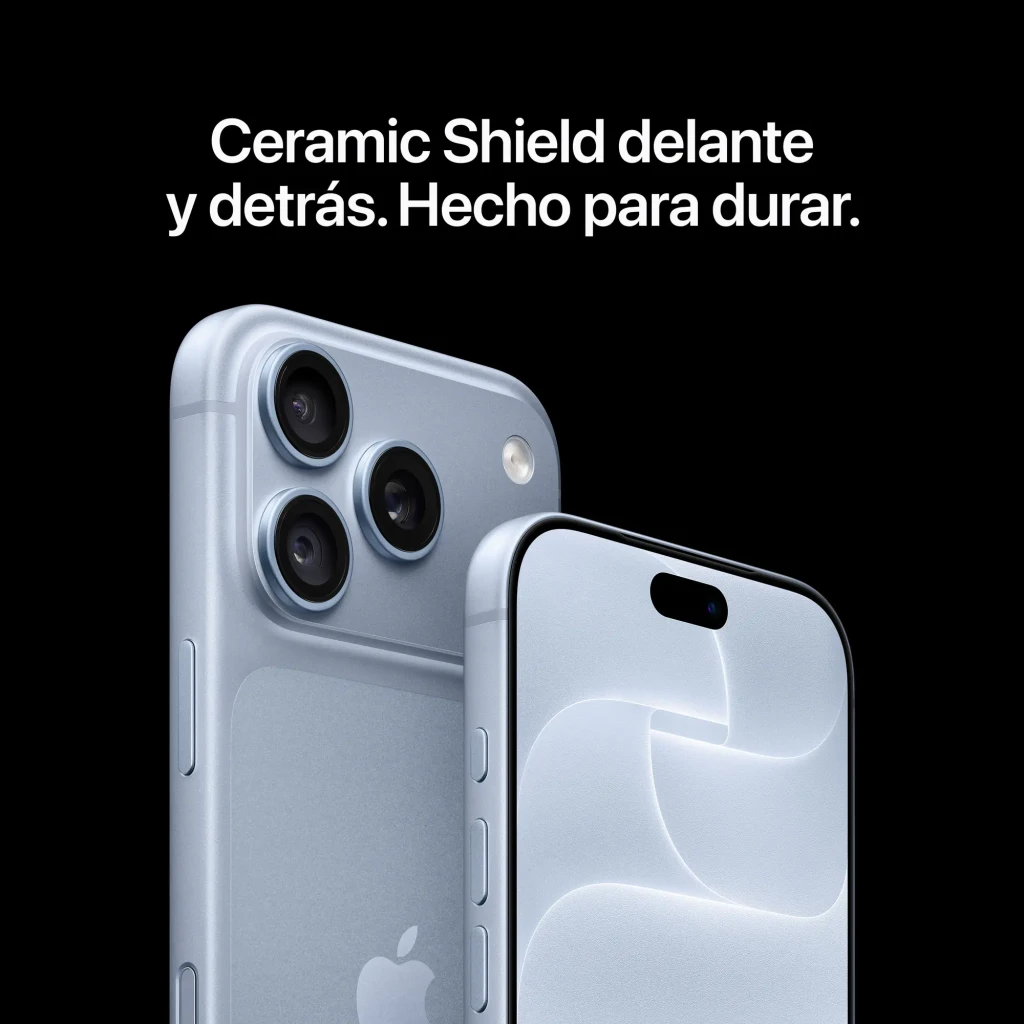 iPhone 18 Pro 256GB negro, pantalla OLED 6,3 pulgadas 120Hz, diseño premium con Ceramic Shield frontal y trasero, triple cámara y bordes pulidos