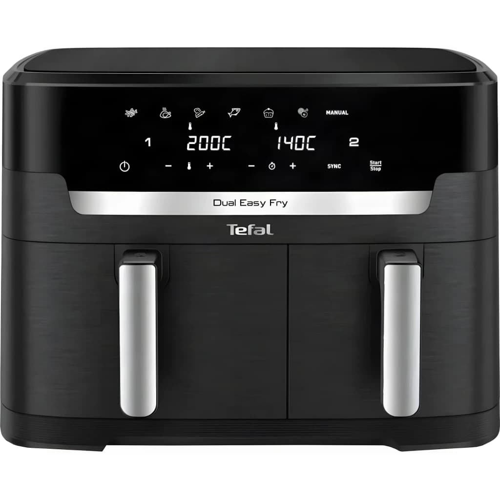Tefal Doppel-Heißluft-Fritteuse, rechteckig, Display, Touch-Funktion, 11 l Fassungsvermögen, minimal gris - vista principal
