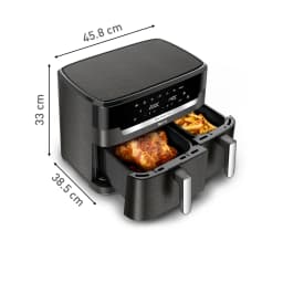 Tefal Doppel-Heißluft-Fritteuse, rechteckig, Display, Touch-Funktion, 11 l Fassungsvermögen, minimal gris - partes aptas para