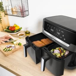Tefal Doppel-Heißluft-Fritteuse, rechteckig, Display, Touch-Funktion, 11 l Fassungsvermögen, minimal gris para freidoras 2