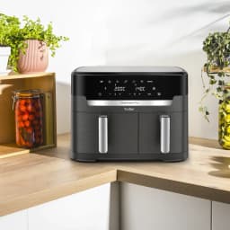 Tefal Doppel-Heißluft-Fritteuse, rechteckig, Display, Touch-Funktion, 11 l Fassungsvermögen, minimal gris para freidoras de