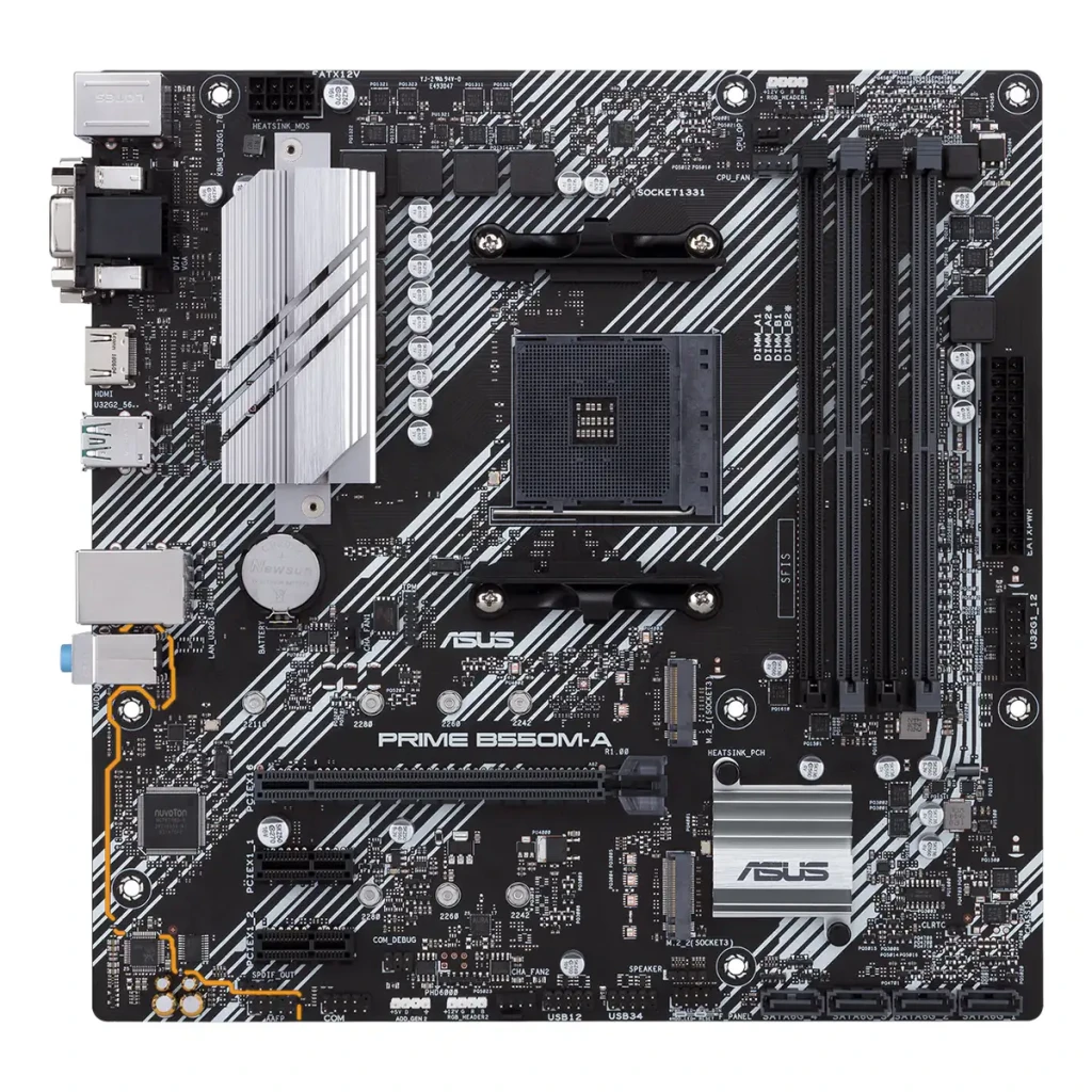 ASUS Placa base Prime B550M-A/CSM Micro-ATX AMD B550 negro, prateado - detalhe