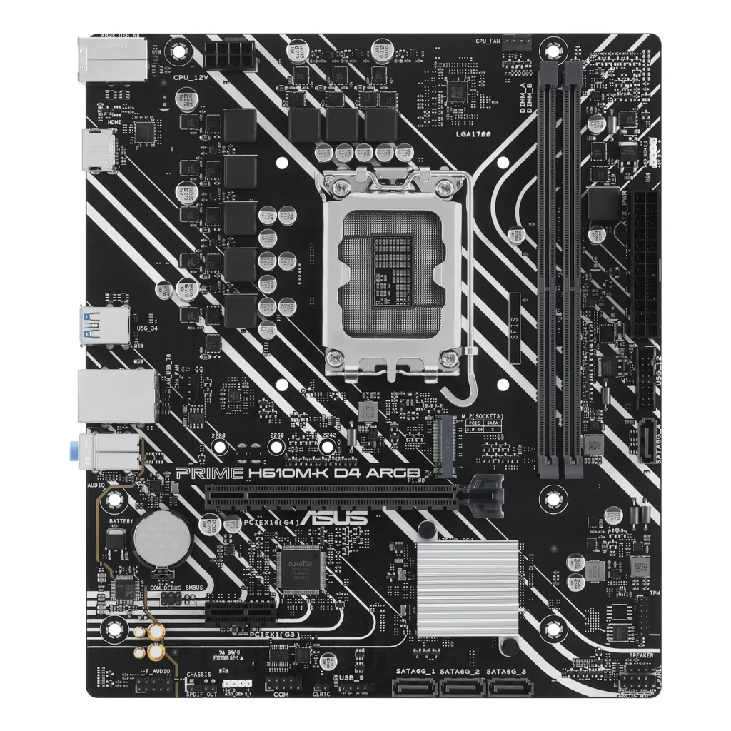 ASUS Placa Base PRIME H610M-K ARGB H610 LGA 1700 DDR5 Micro ATX RGB - socket = LGA 1700 | define qué procesadores Intel de