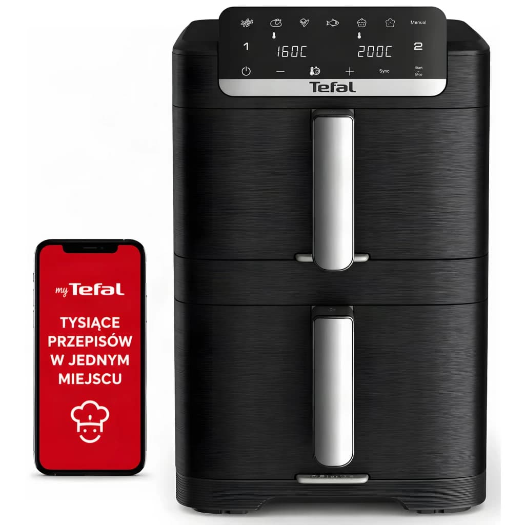 Tefal Freidora de aire EY7568 Easy Fry Crispy negro - funciones disponibles = freír, asar, parrilla, vapor, mantener