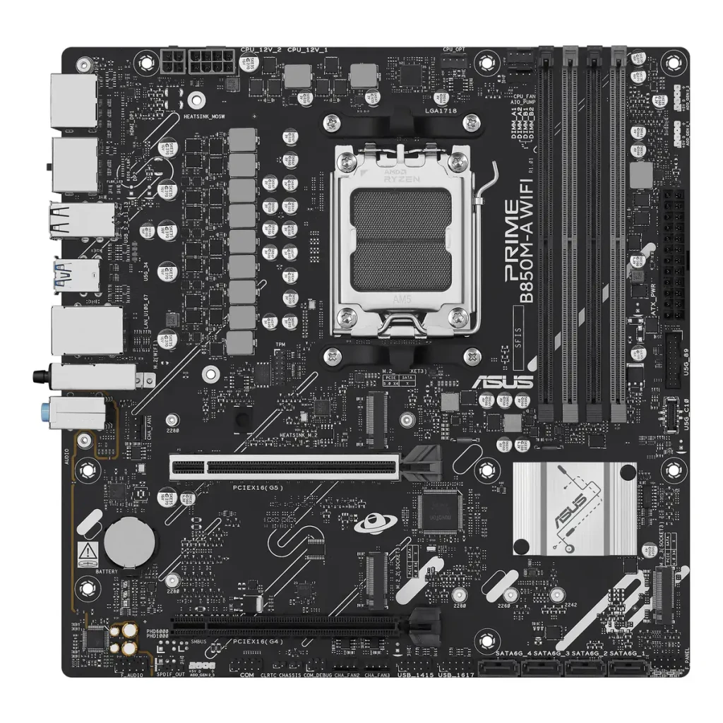ASUS Placa base PRIME B850M-A WIFI Socket AM5 Micro-ATX DDR5 negro - socket de procesador = Socket AM5 | solo funciona con