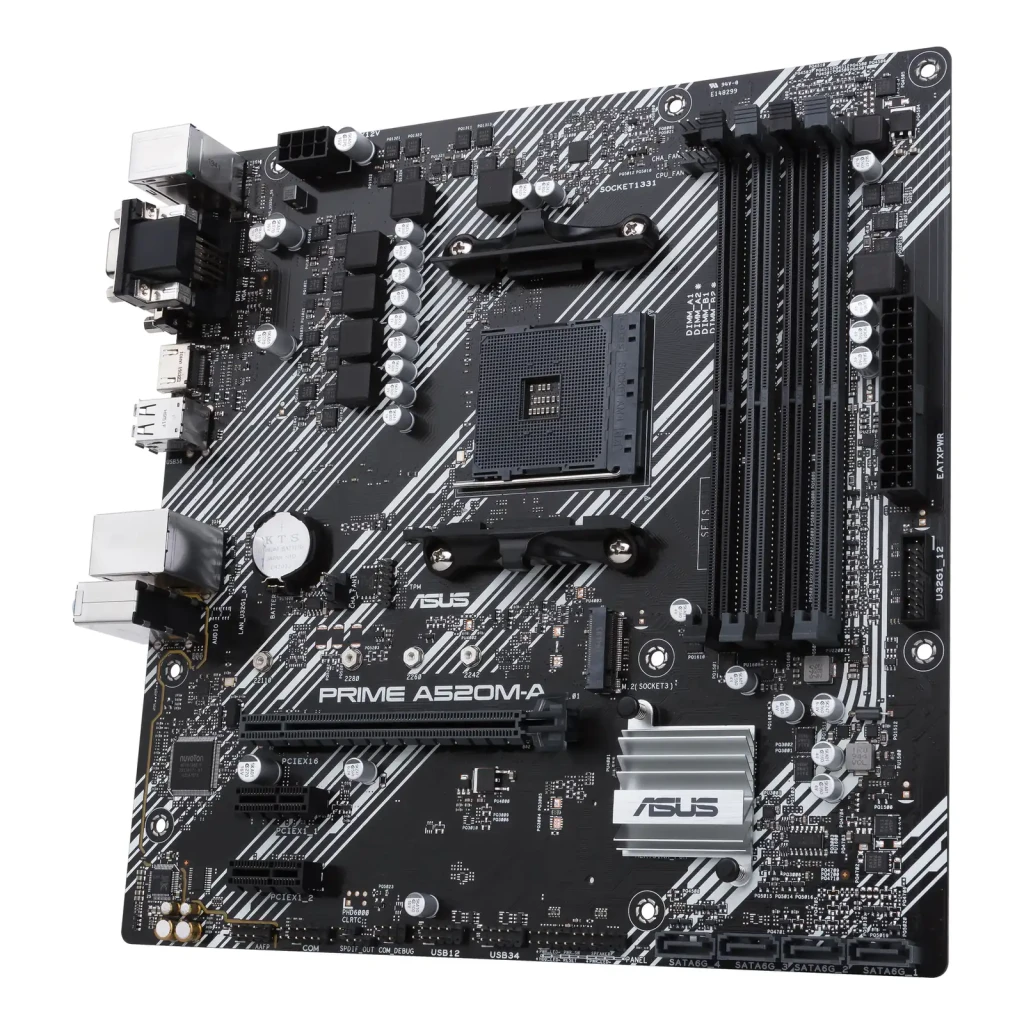 ASUS Placa base Prime A520M-A II/CSM AMD A520 Socket AM4 negro y gris - salidas de vídeo = VGA, HDMI y DisplayPort | cubre