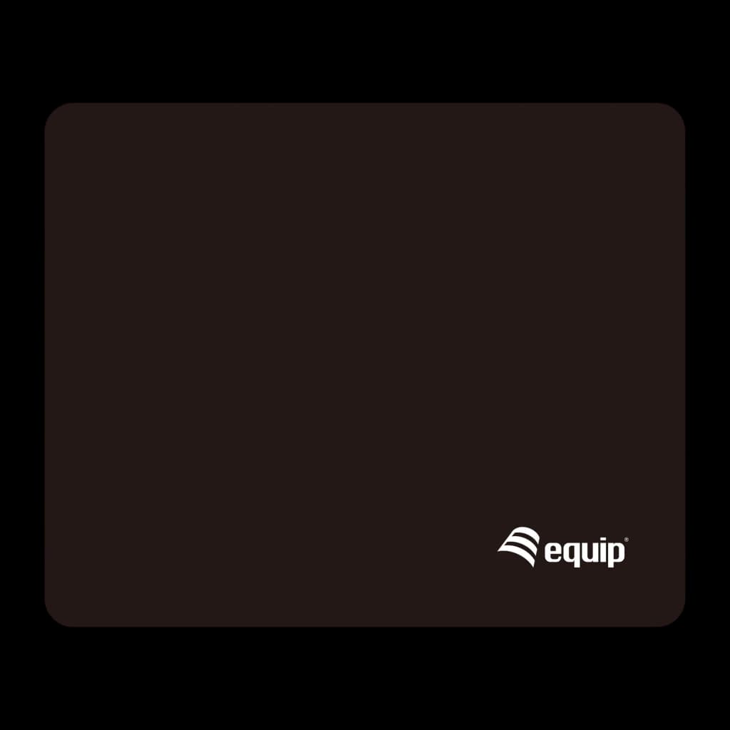 Equip Tapete de rato 245011 preto, vista frontal: superfície têxtil lisa com logótipo Equip no canto inferior direito