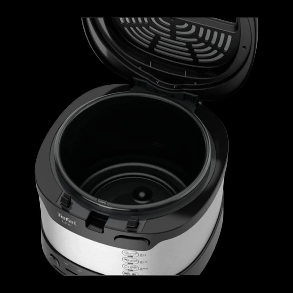 Tefal Freidora Uno FF215D Acero inoxidable/Negro - ventana de visión + apertura automática de tapa | puedes ver el estado