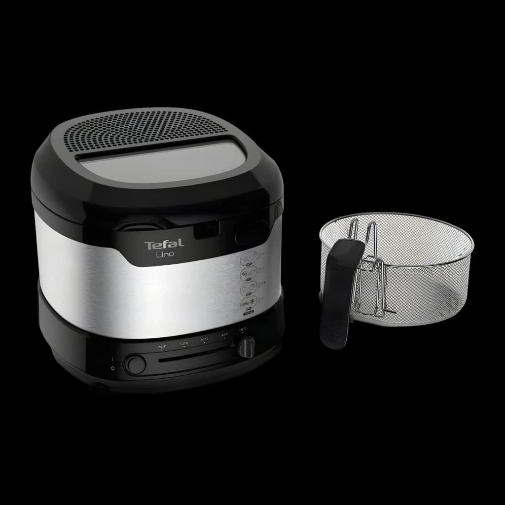 Tefal Freidora Uno FF215D Acero inoxidable/Negro - potencia = 1600 W | calienta el aceite con rapidez y lo recupera tras