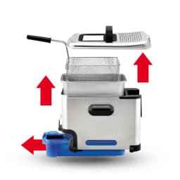 Tefal Freidora Oleoclean Pro FR8040 Inox & Design negro, acero inoxidable - sistema de drenaje y filtrado de aceite