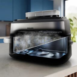 Philips Freidora de aire Airfryer NA565/02 9,5 L 2750 W Plateado/Negro - revestimiento interior = Cerámico | resiste mejor el