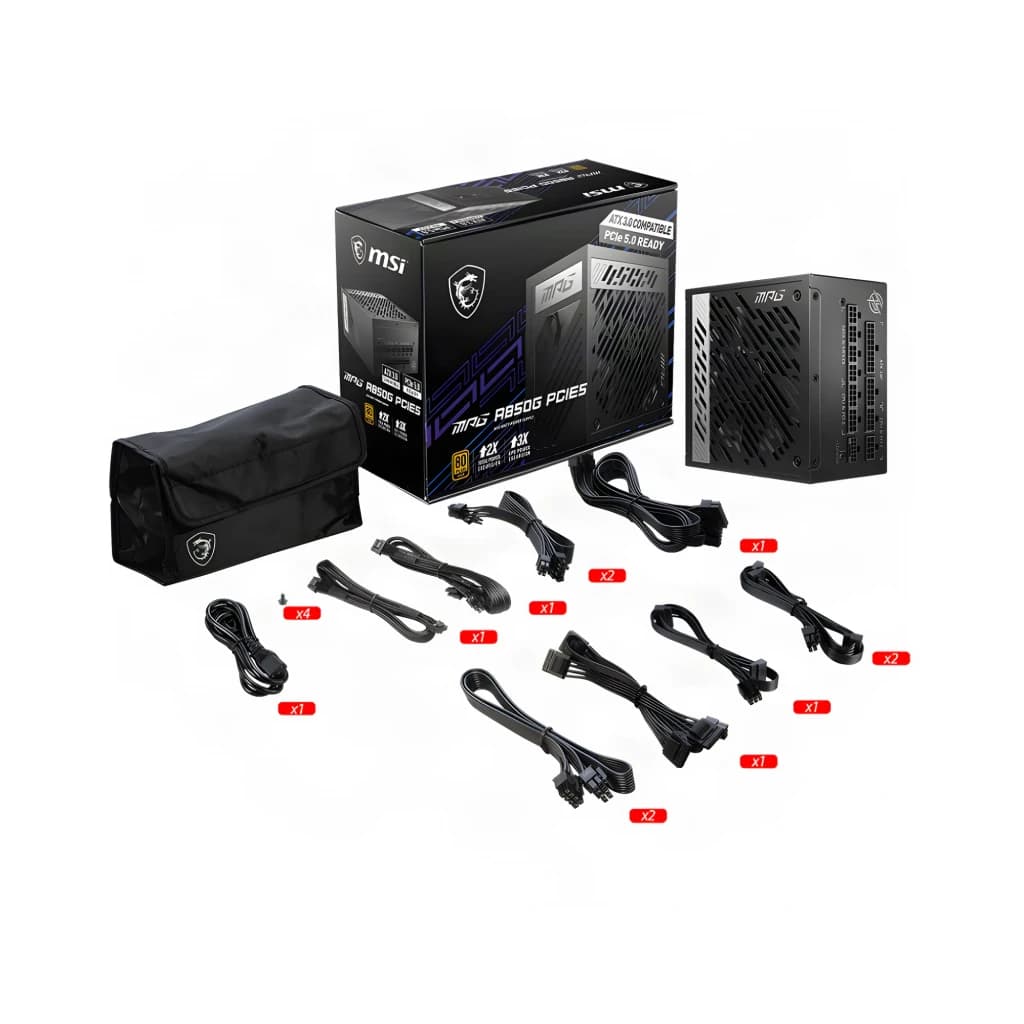 MSI Fuente de alimentación MPG A850G PCIe5 850W 80 Plus Gold Full Modular - detalhe 4