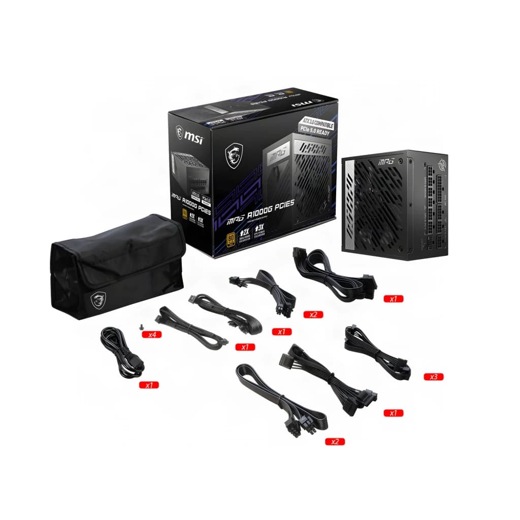 MSI Fuente de alimentación MPG A1000G PCIe 5 1000 W 80 Plus Gold Full Modular - detalhe 3