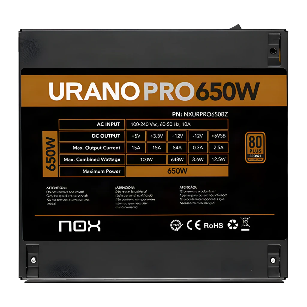 NOX Fuente de alimentación Urano PRO 650W 80+ Bronze Negro - détail 3