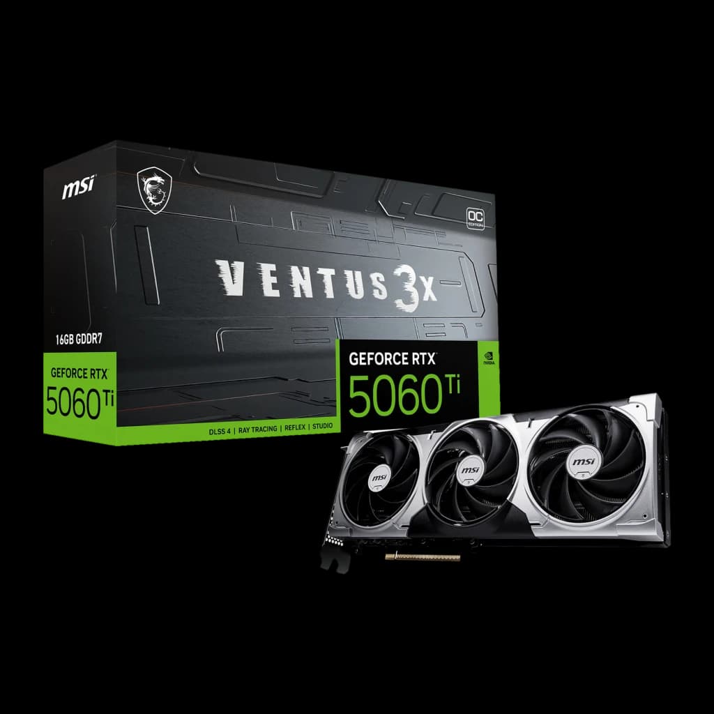 MSI Tarjeta Gráfica GeForce RTX 5060 Ti VENTUS 3X OC 16 GB GDDR7 negro, gris - vista principal