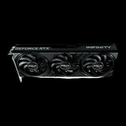 Palit GeForce RTX 5070 Infinity 3 12GB negra, vista frontal: tres ventiladores con logo Palit y shroud texturizado