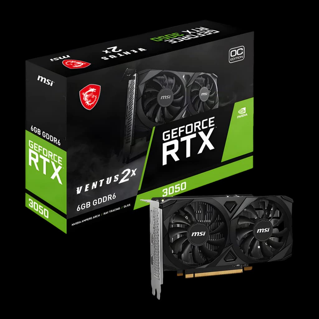 MSI Tarjeta gráfica GeForce RTX 3050 Ventus 2X E OC 6 GB GDDR6 negro - vista principal