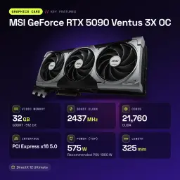 Tarjeta gráfica MSI GeForce RTX 5090 Ventus 3X OC 32GB GDDR7 - características