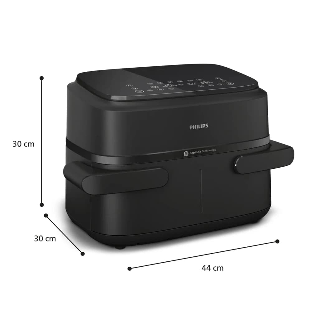 Philips Freidora de aire 1000 Series NA150/00 Doble 7 L 2450 W Negro - rango de temperatura = 40 °C a 200 °C con temporizador