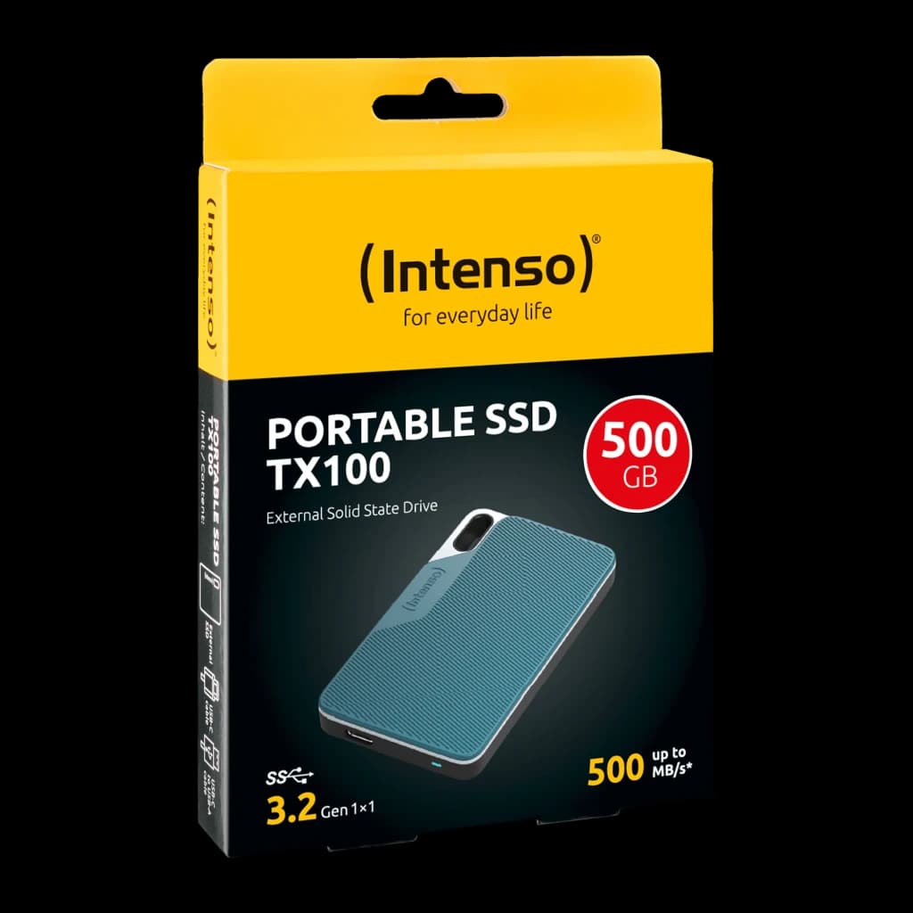 Intenso SSD Externo TX100 500 GB USB-C azul, cinzento - vista principal