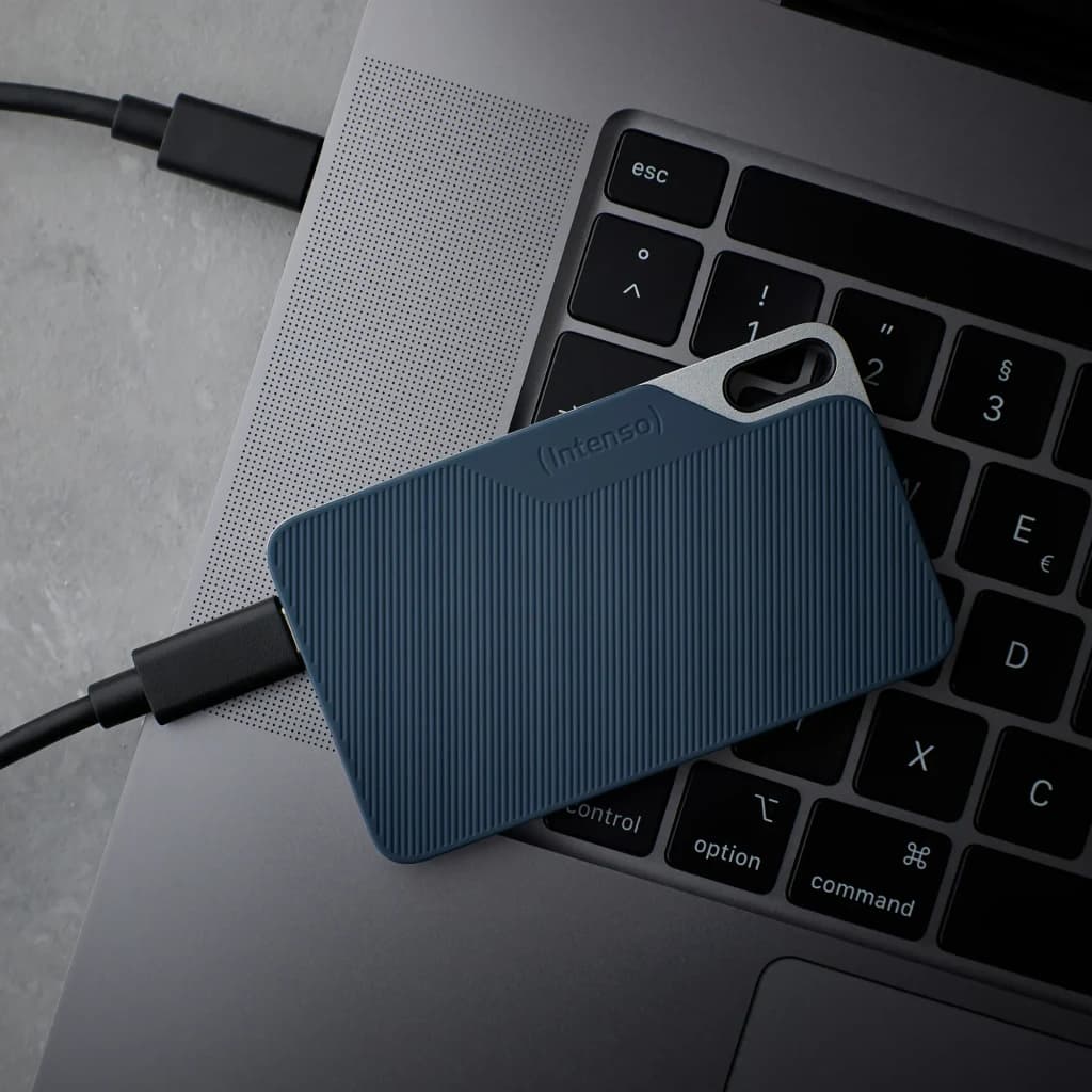 Intenso SSD Externo Portátil TX100 250 GB USB-C azul cinzento - detalhe 2