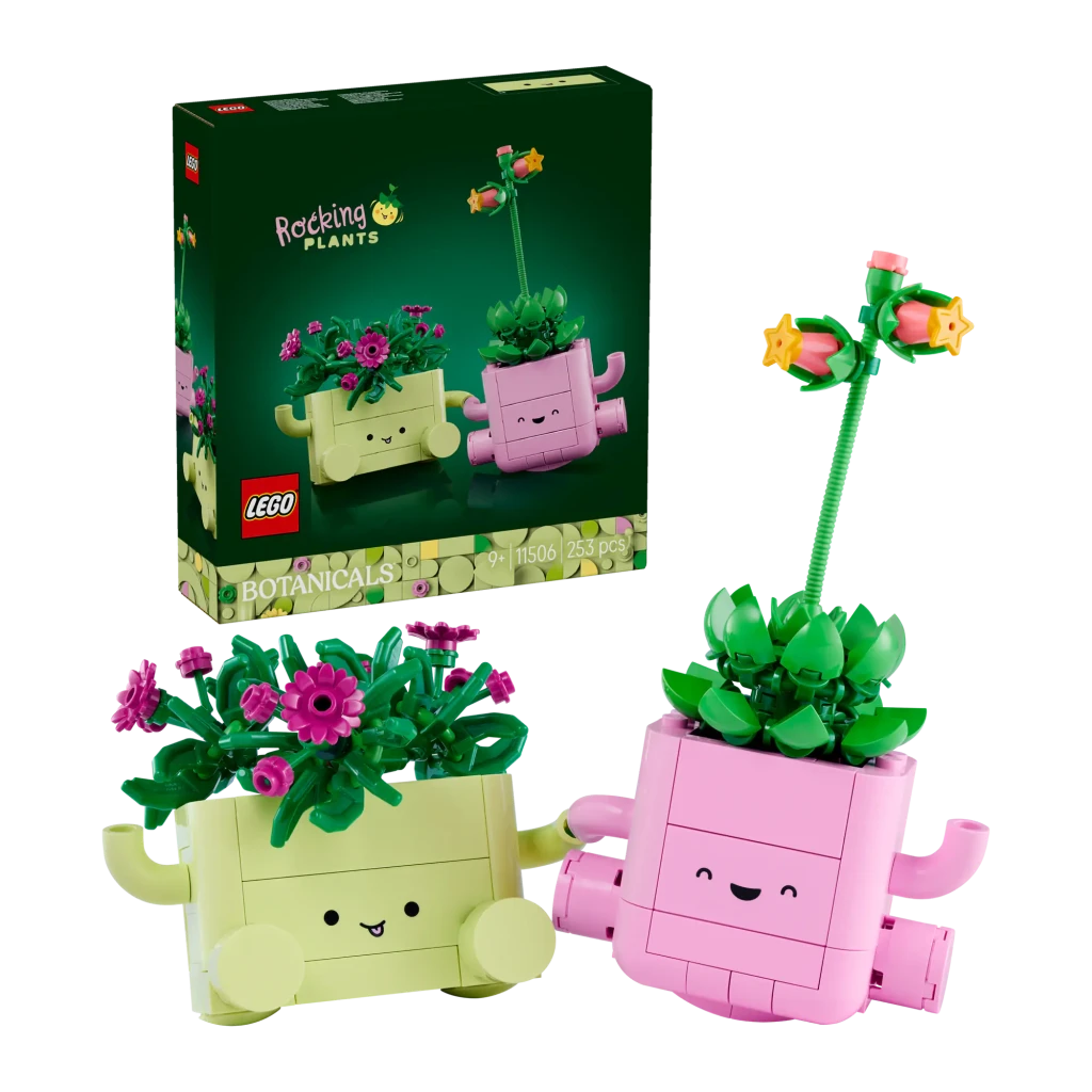 LEGO Botanicals 11506 Plantas Oscilantes verde palido - las macetas tienen base redondeada y se balancean solas al darles un