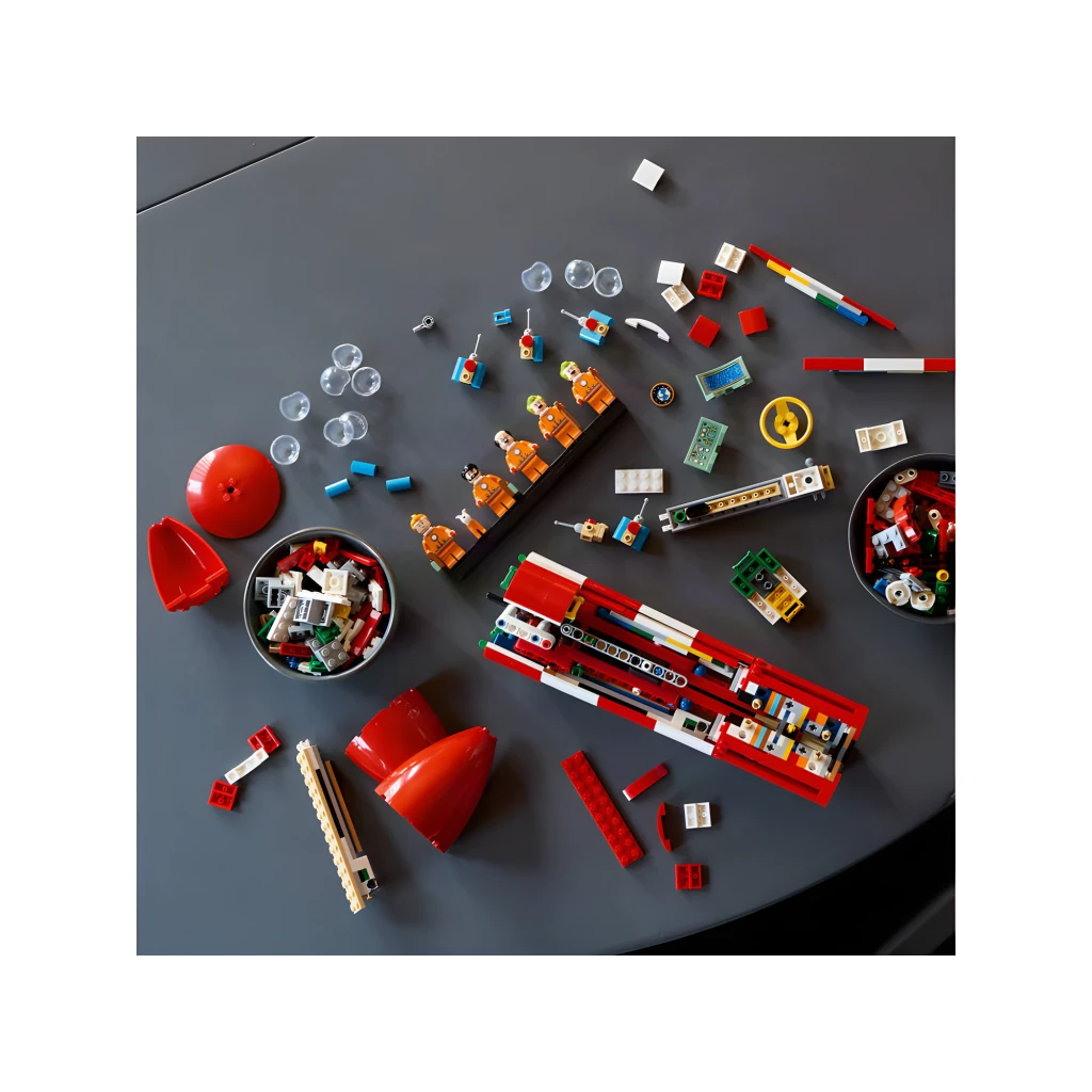 LEGO Set Ideas 21367 El Cohete Lunar de Tintín rojo y blanco - vista principal - Ítem6