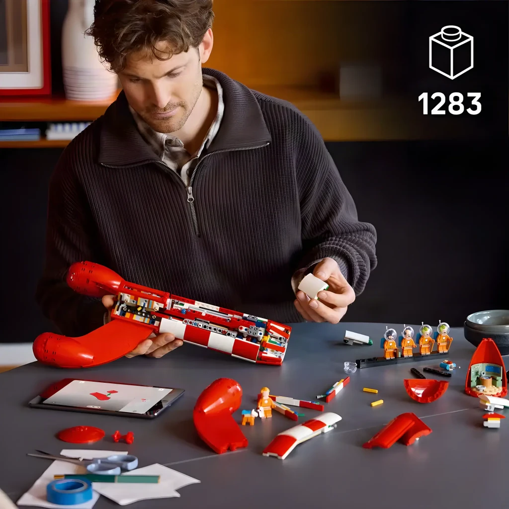 LEGO Set Ideas 21367 El Cohete Lunar de Tintín rojo y blanco - vista principal - Ítem7